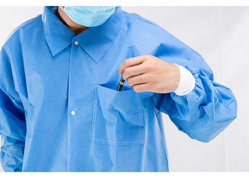 Customised Disposable Medical Lab Coat Long Sleeve Elastic Cuff Unisex
