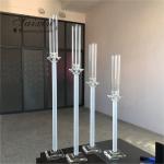 ZT-062 Chic 4 pcs different size white stem crystal pillar candle holder for
