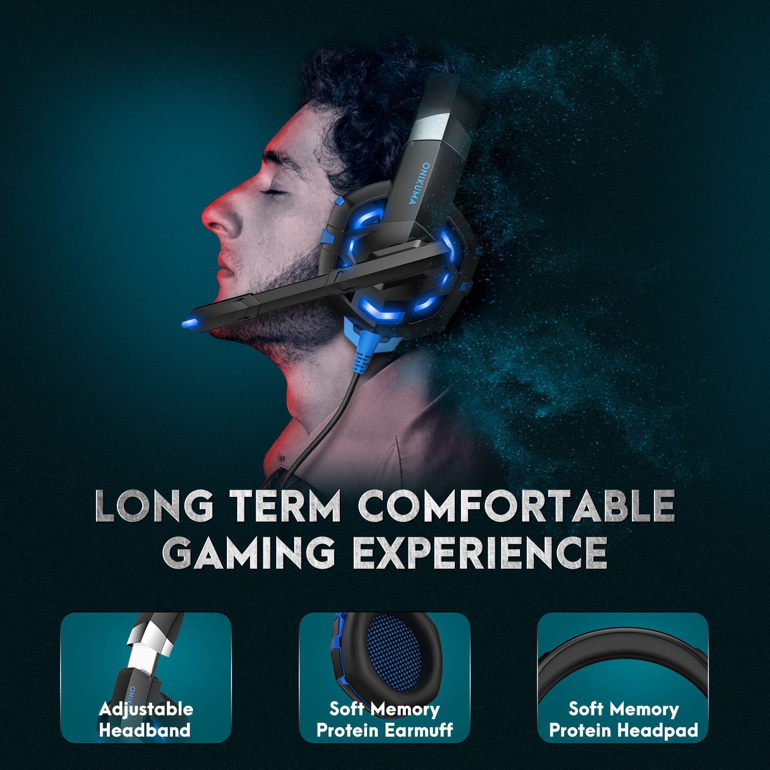 ABS PC 100mA Noise Cancelling Gaming Headphones Onikuma K2 Pro Fcc