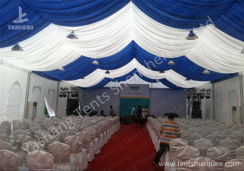 White and Blue Top Lining Outdoor Party Tents Structure, aluminum profile