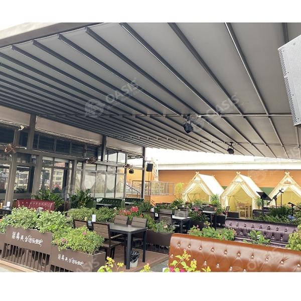 Aluminium Gazebo With Retractable Roof Strip Lights , Electric Retractable