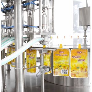 Automatic Rotary Spout Standup Pouch Filling Capping Machine For Juice