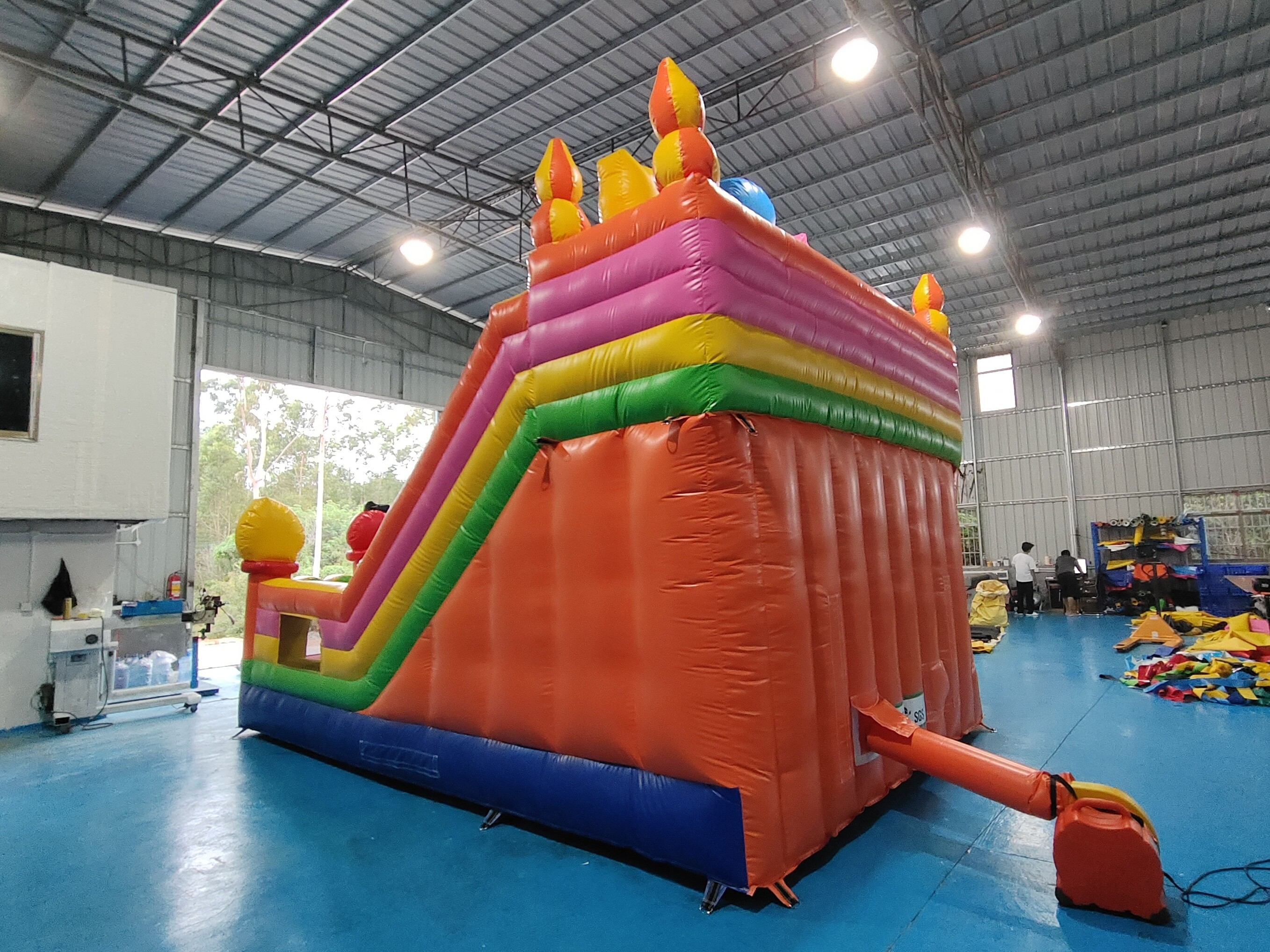 Commercial Digital Printing Inflatable Dry Slide Double Slides Catoon Figures For Outdoor For Kids