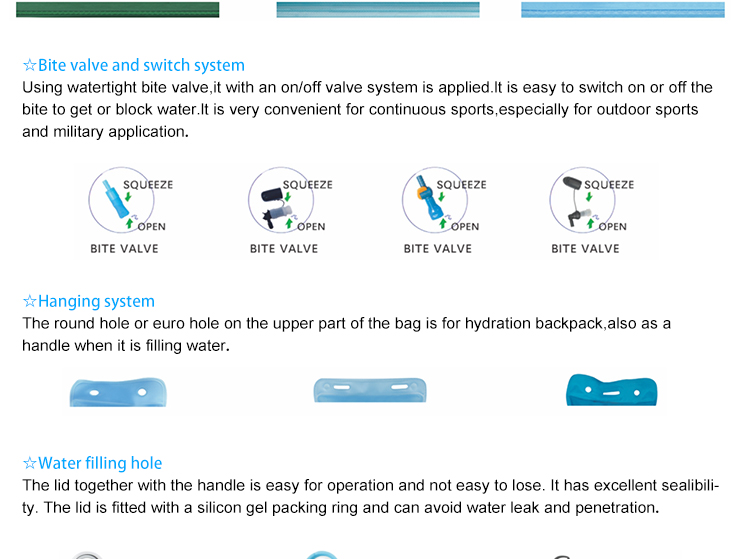 OEM ODM TPU Hydration Pack Bladder Compressive resistance to abrasion