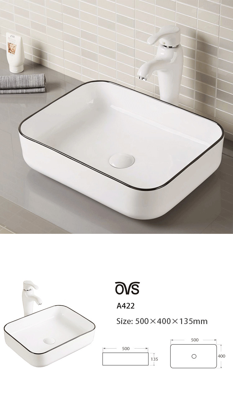 Small Rectangular Counter Top Wash Basin Porcelain Vessel Sink 20 Inch