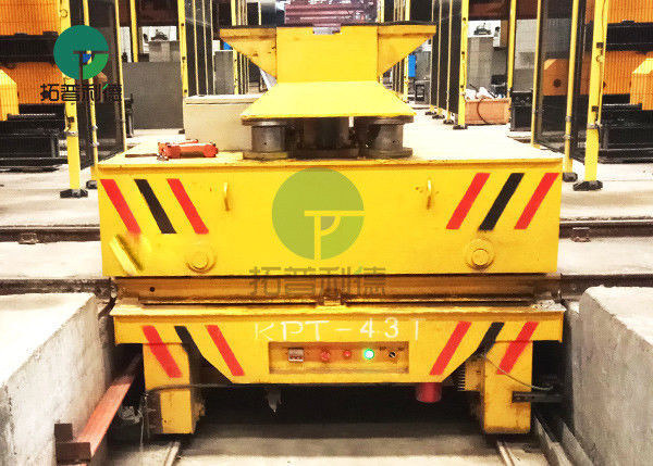 Rail Guided Battery Platform Ferry Motorized Trolley Transport Cart With Lifting System