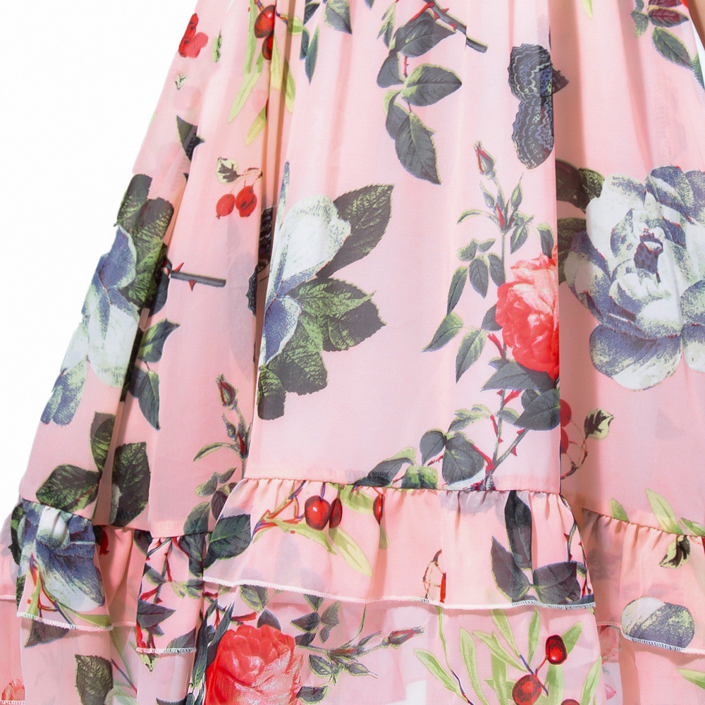 Girls Casual Summer Children'S Clothing Printed Off Shoulder Short Sleeve Ruffle A-Line