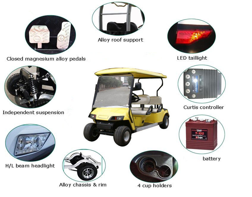White Color Powerful 4 Wheel Drive 4 Person Electric Golf Carts With 48V Trojan Battery