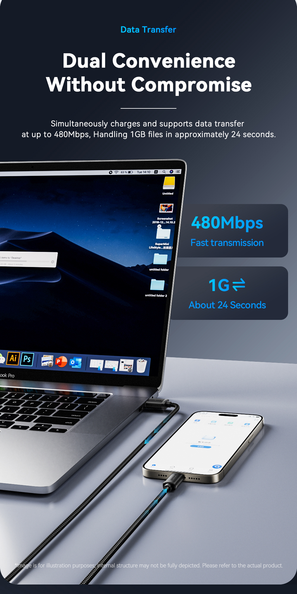 ESSAGER ES-X60 Series 60W USB A to C Charging Cord Best USB C Cable