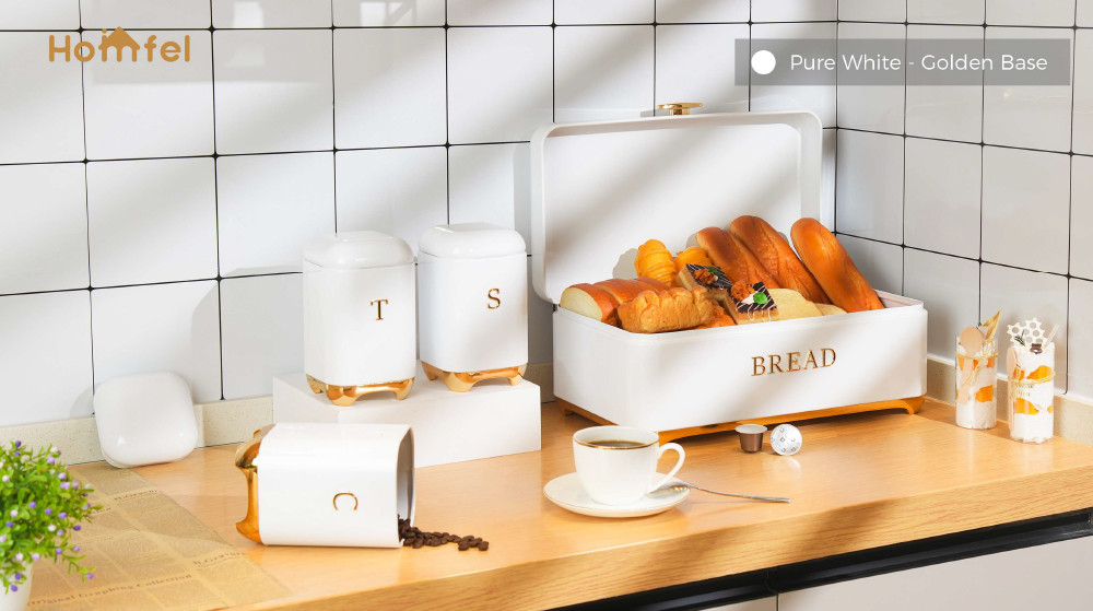 OEM Metal Bread Bin Set For Kitchen Storage And Freshness Preservation