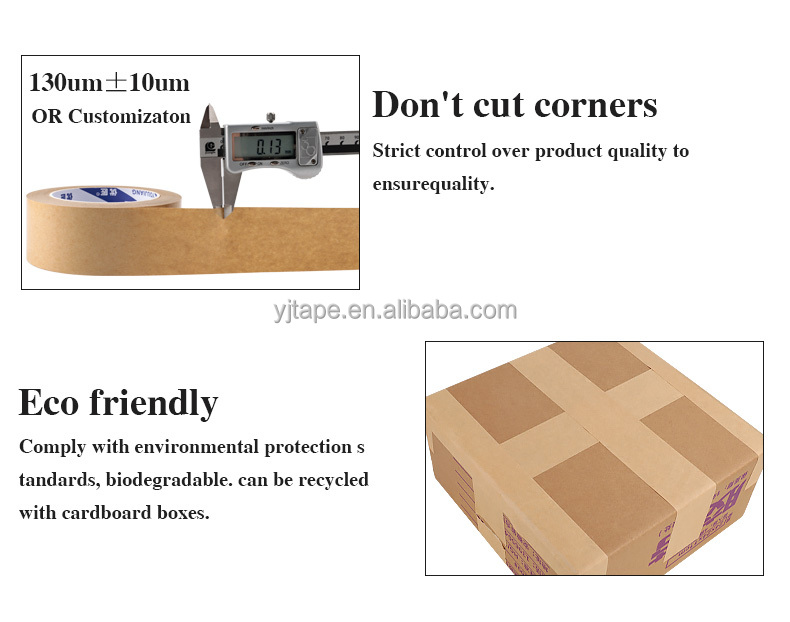 Pressure Sensitive Self Adhesive Carton Packing Brown Paper Tape Single Sided