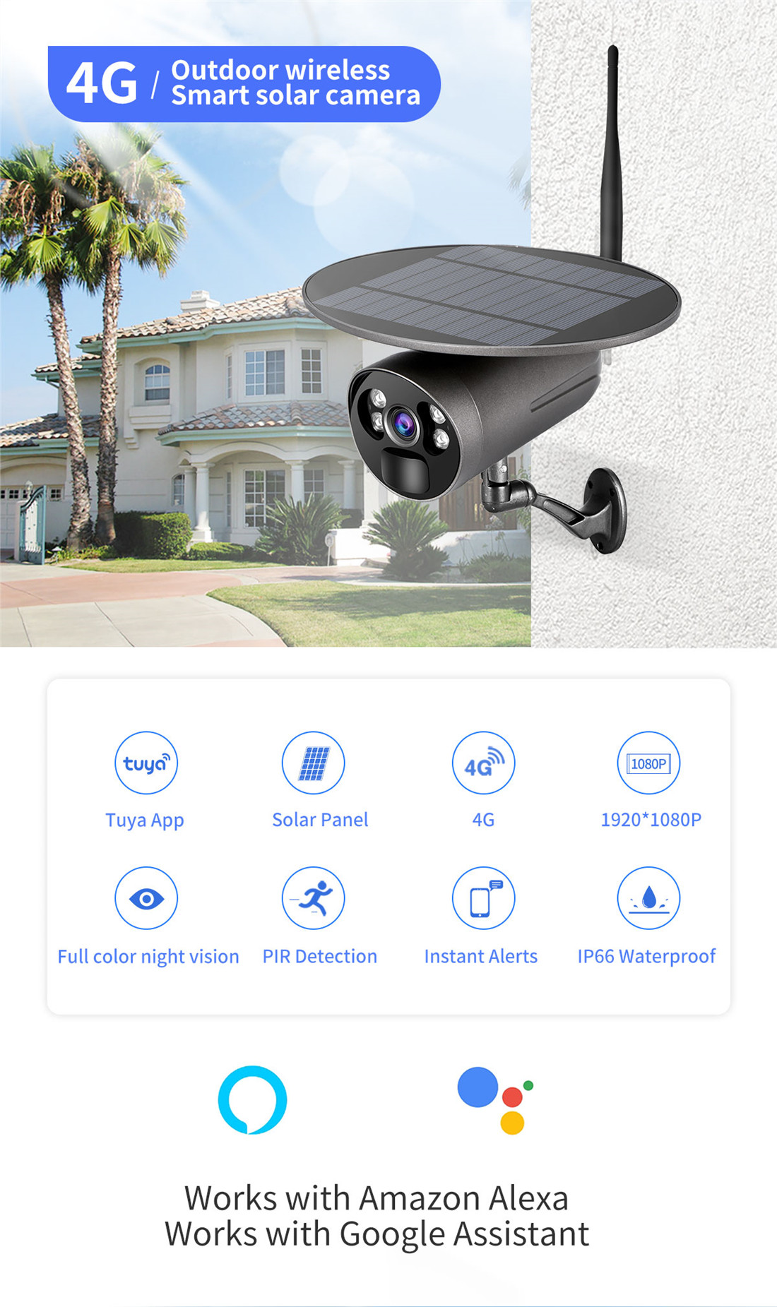 STG-3L Factory low price Outdoor Produced HD 1080P Smart Home Pir Detection Low Power Consumption Battery Solar Camera