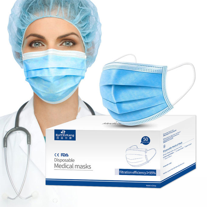 Earloop Style Disposable Protective Face Mask For Bacteria / Dust / Pollen Filtration