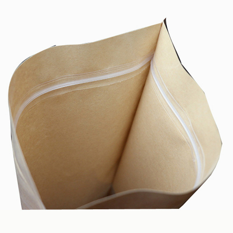 Retail Sale 20*30*5CM Plastic Stand Up Brown Zipper Kraft Paper Bag With Window