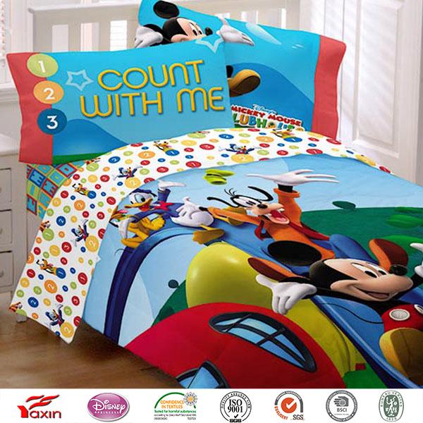 Disney authorized mickey mouse bedding sheet sets,kids Microfiber Polyester bed