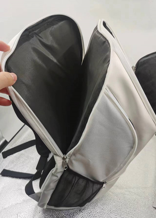 White Pickleball Racquet Bag With Zipper Closure and Side Thermo Pockets