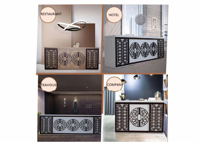 Chinese Style Reception Desk Display Case With Beautiful Hollow Carving Light