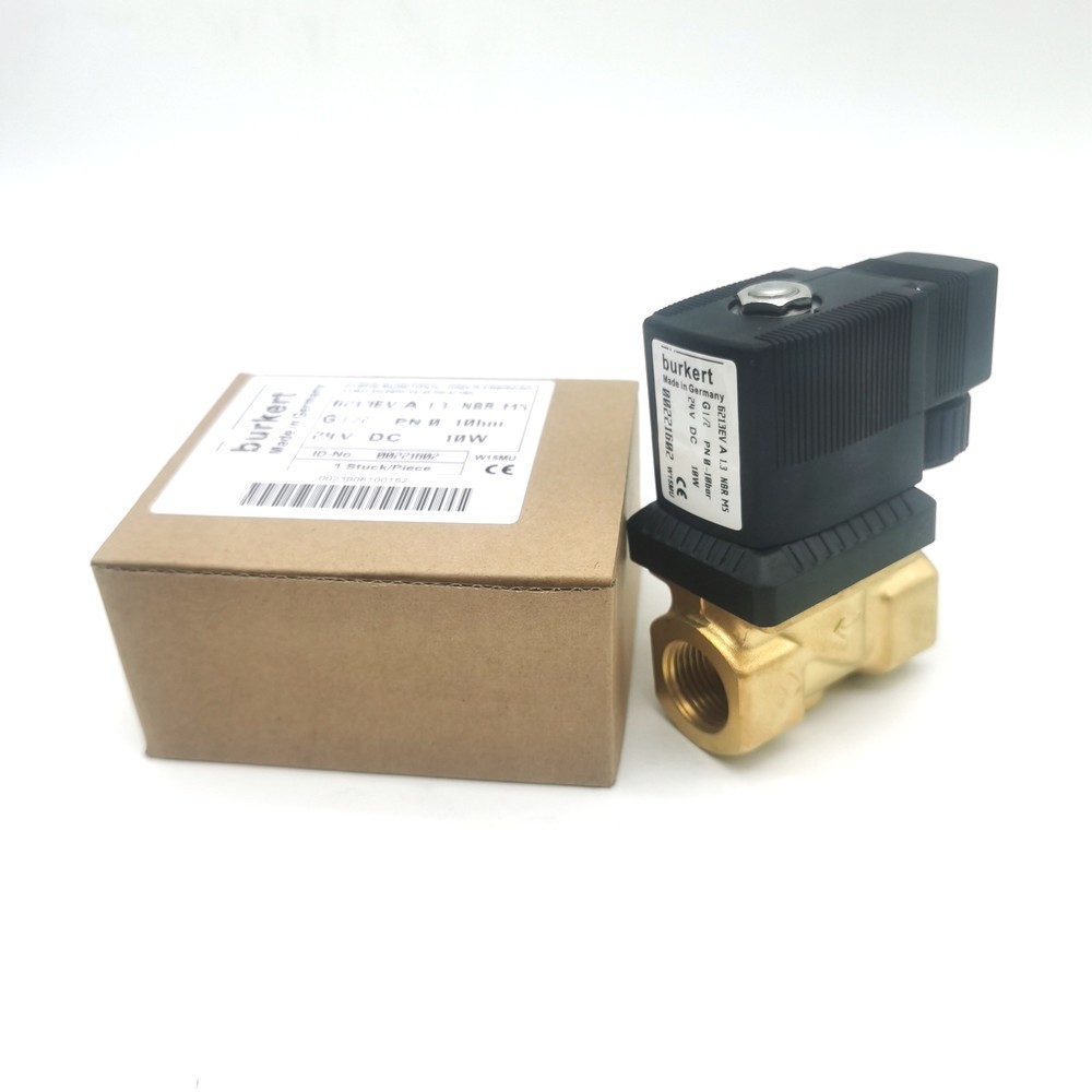 Burkert Solenoid Valve Brass Body 00308120 G1 2/2 Normally Open 25 Flow Hole FKM (Fluororubber) Seal 8W 1-25bar