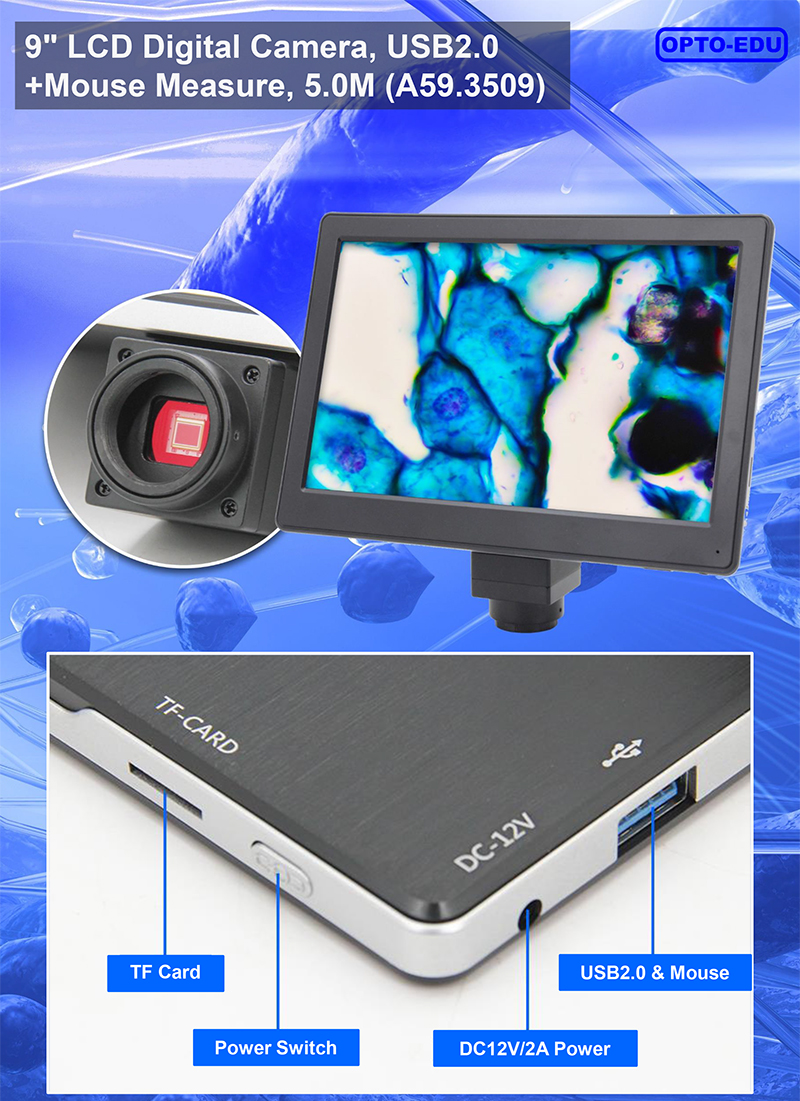 Portable 1600x Magnification 2.0x2.0um Digital Lcd Microscope