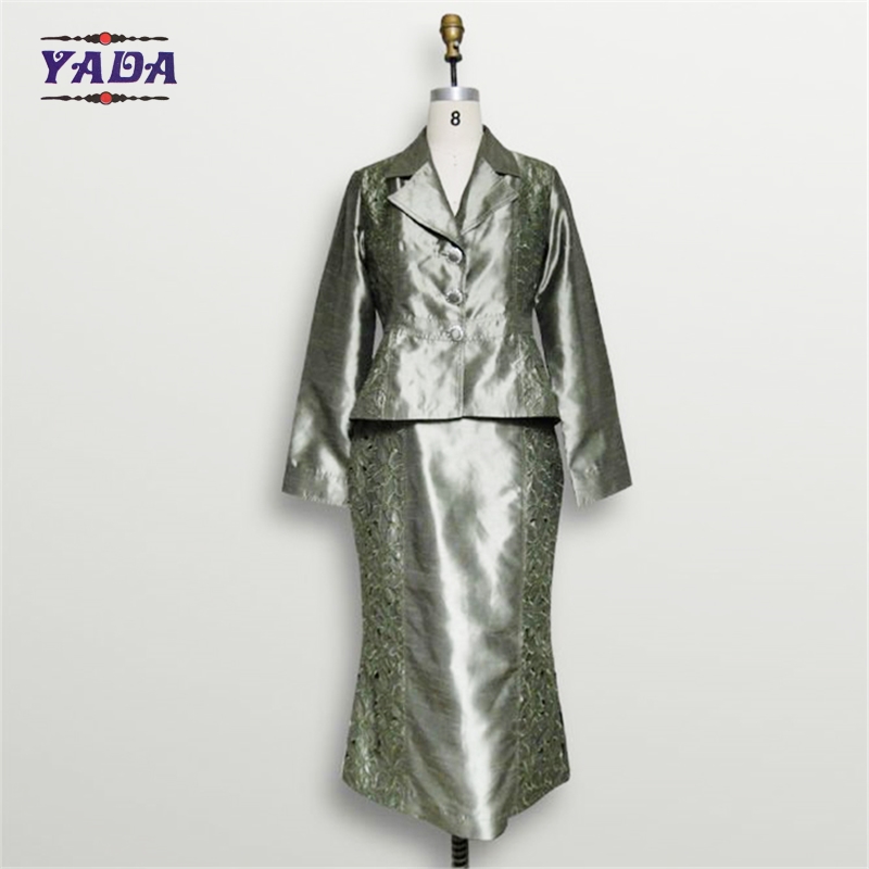 Long length embroidery office dress skirt suits ladies formal western wear for women