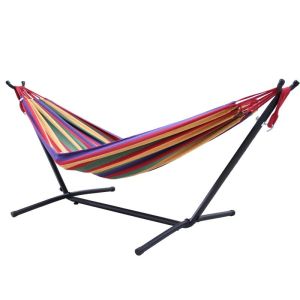 China Double Hammock With Space Saving Steel Stand Easy Collapsible And Carrying Case on sale