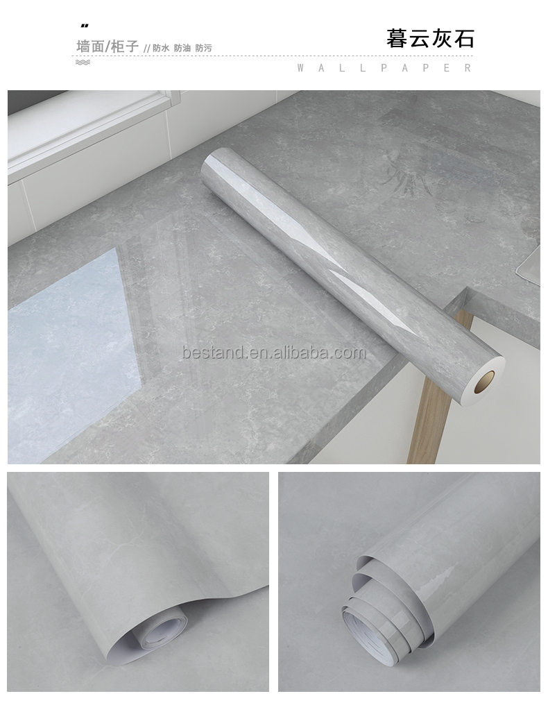 Waterproof Marble Wall Sticker Wallpaper Modern Design Style Thicken Peel Off Self Adhesive Kitchen Counter Top Removable