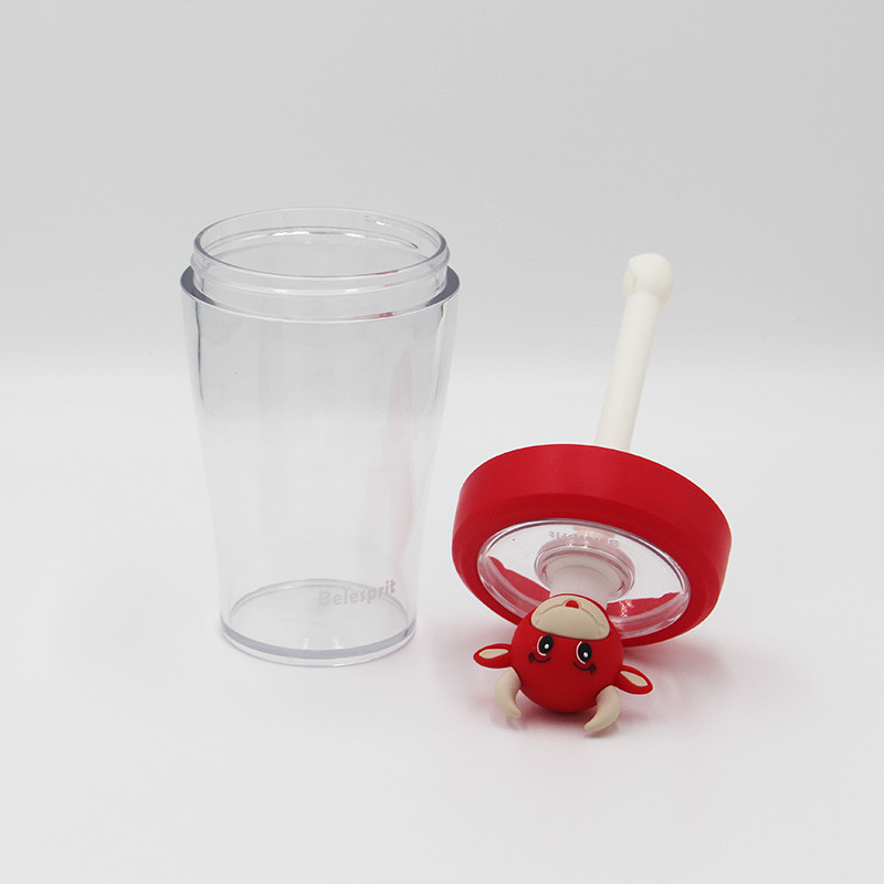 Cartoon Plastic Drinking Reusable Straw Water Bottle Multiple Colors