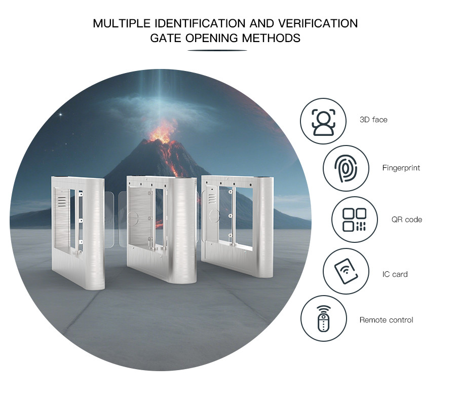 HCW Turnstile Security Gates Supermarket Swing Gate Fingerprint Turnstile Flap Barrier