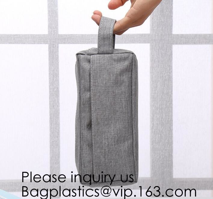 Wholesale Men Vintage Zipper Cosmetic Bag Leather Wash Cotton Canvas Makeup Bag Toiletry Bag, bagease, bagplastics