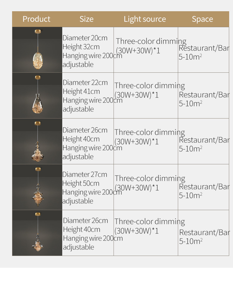 Nordic Full Copper Lamp Luxury Post-modern Crystal Chandelier(WH-AP-554)