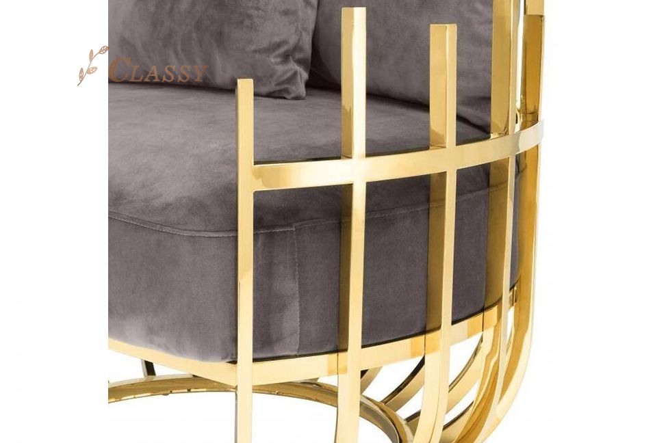 Eichholtz Santorini Velvet Single Sofa Chair Seater With Stainless Steel Frame And Legs