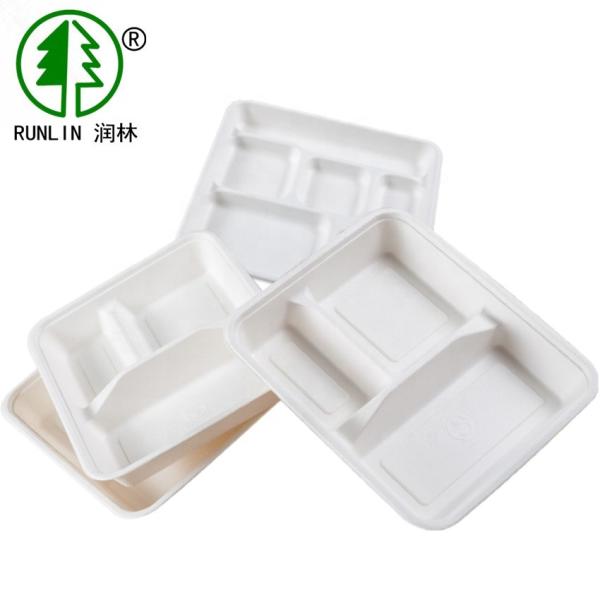 Recyclable Disposable Lunch Trays SGS Multi Compartments Eco Friendly Takeout