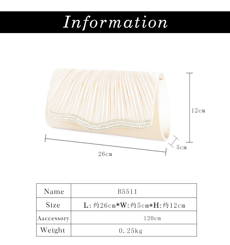 Evening Party Handbag OEM/ODM Elegant Women Hand Bags Crystal Pleated Evening Handbags