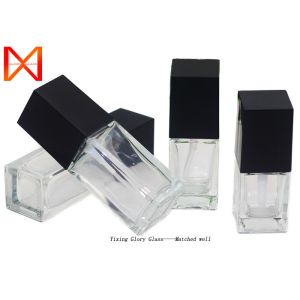  Foundation Glass Cosmetic Container Set Frosted Square Tight Seal With Pump Cap Manufactures