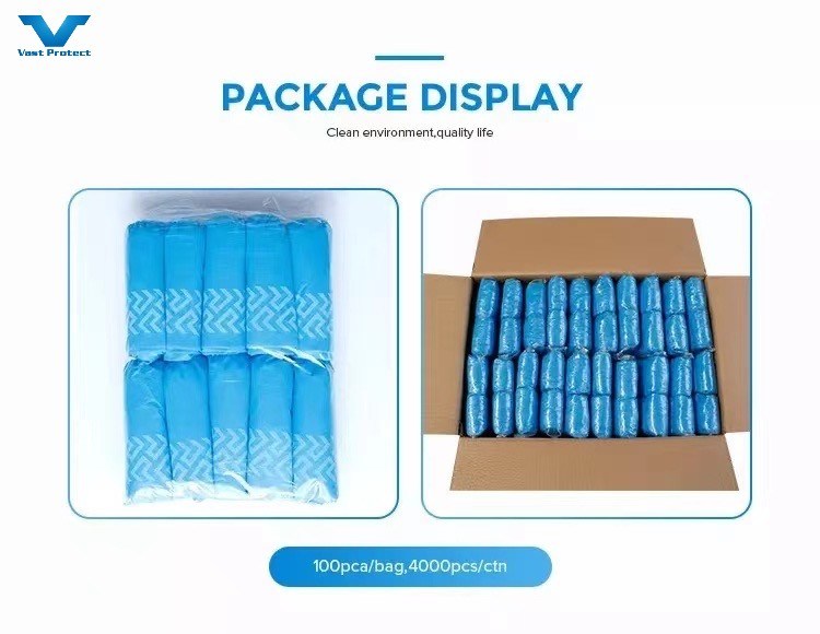 China Factory Disposable PP 10-30g Elastic Blue Anti-Slip Printed Shoe Cover