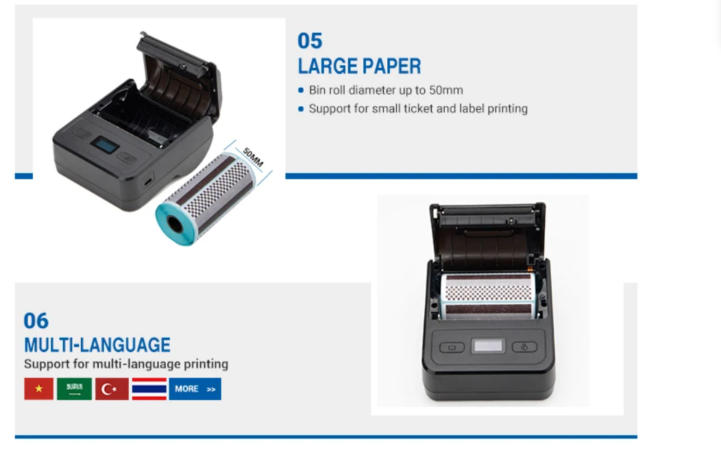 Type-C Interface Handheld Thermal Printer for POS Machine in Logistics or Restaurant
