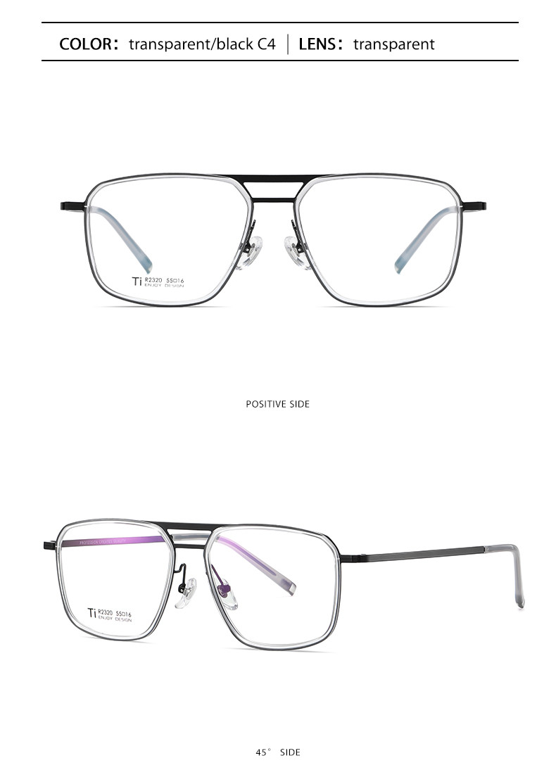 Clear Lens Acetate Titanium Glasses , Unisex Metal Frame Glasses OEM