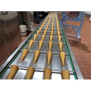 Automatic cone sleeving device Adjustable for different ice cream cone sleeve