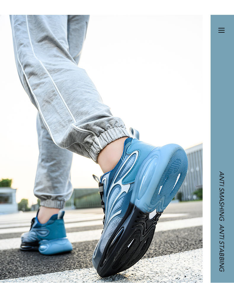 Summer Work Shoes TPU Flying Knit Work Shoes Comfortable Safety Shoes Kevlar Midsole Steel Toe TPU Sole
