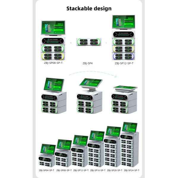 Multi Device Charging Station With Touch Screen an Embedded POS Stackable Station With Screen 8 Slots Phone Charging Station