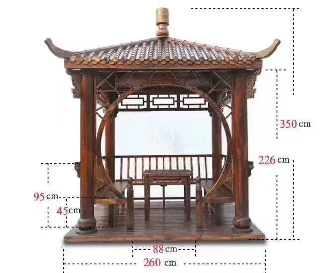 Hexagonal Chinese Wood Gazebo Outdoor Garden Pagoda Pavilion 2.6m