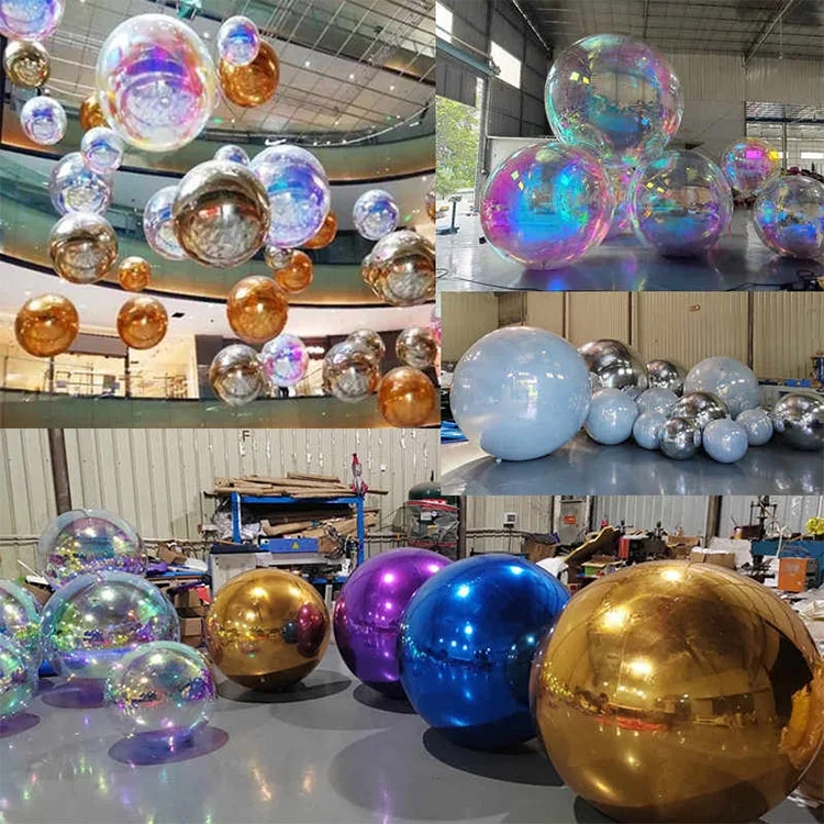 Home Decoration 100CM Laser Silver PVC Ball Hanging Material Clear Christmas Disco Mirror Balls