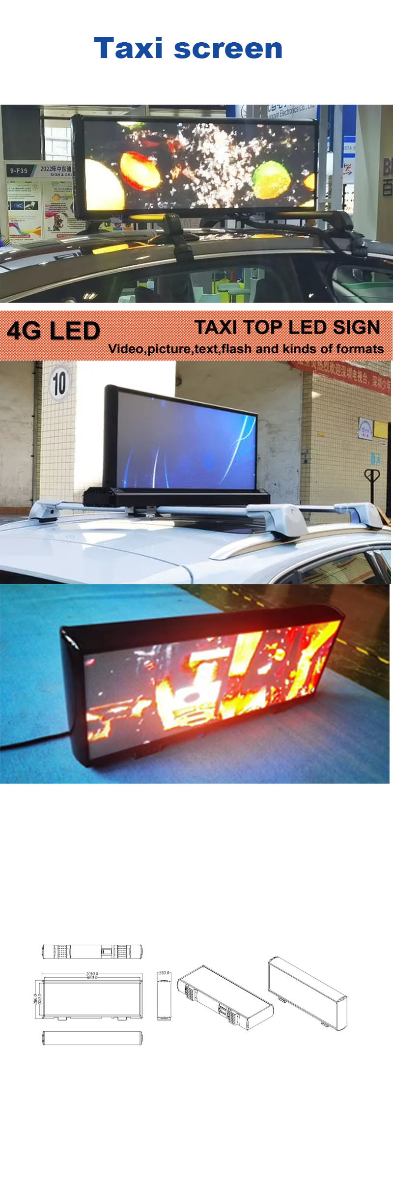 WIFI USB 4G P4 SDK SMD1921 Taxi Top Led Display Digital Car Topper Signs