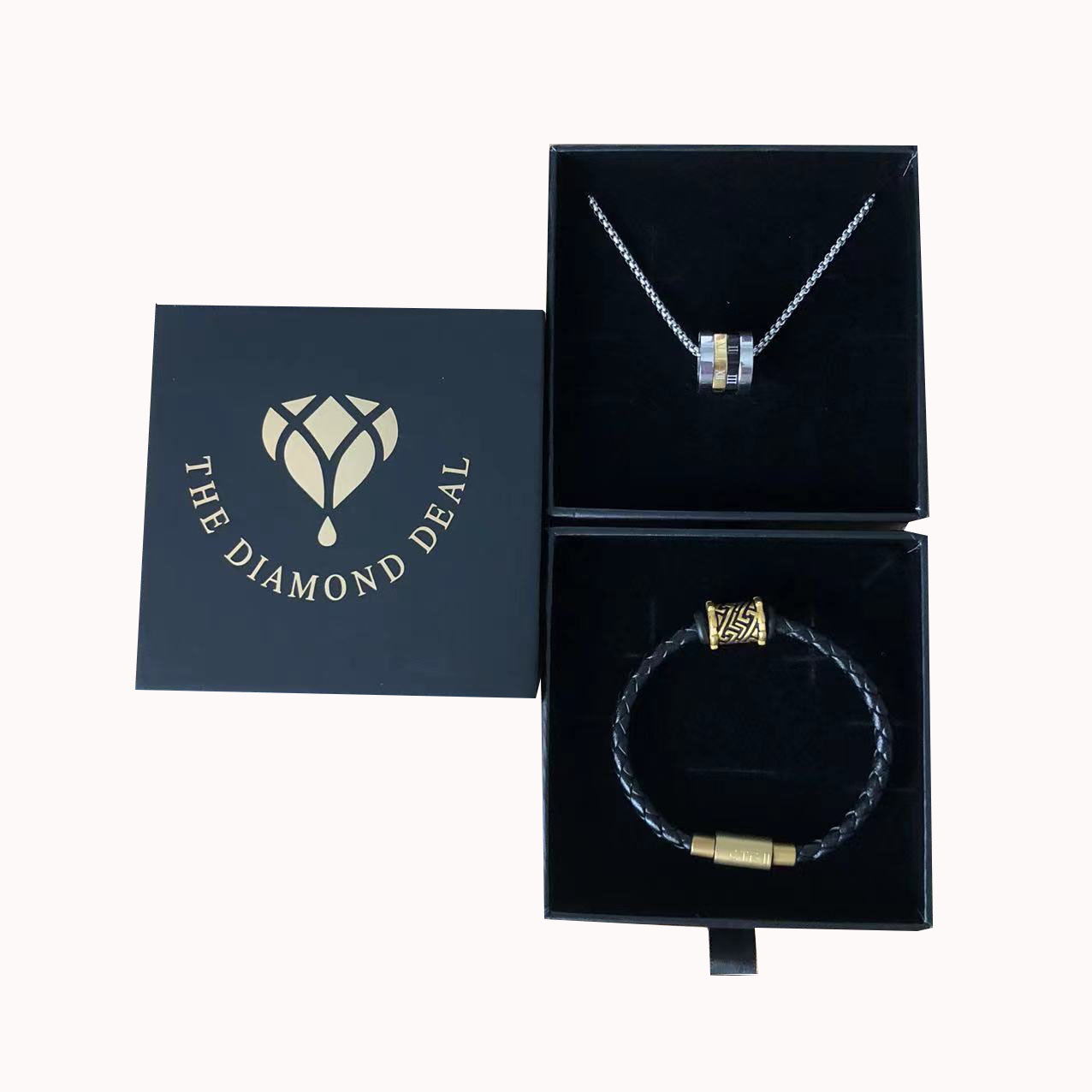 Custom Logo Printed Black Cardboard Jewelry Gift Box for Bracelets Earrings and Necklaces