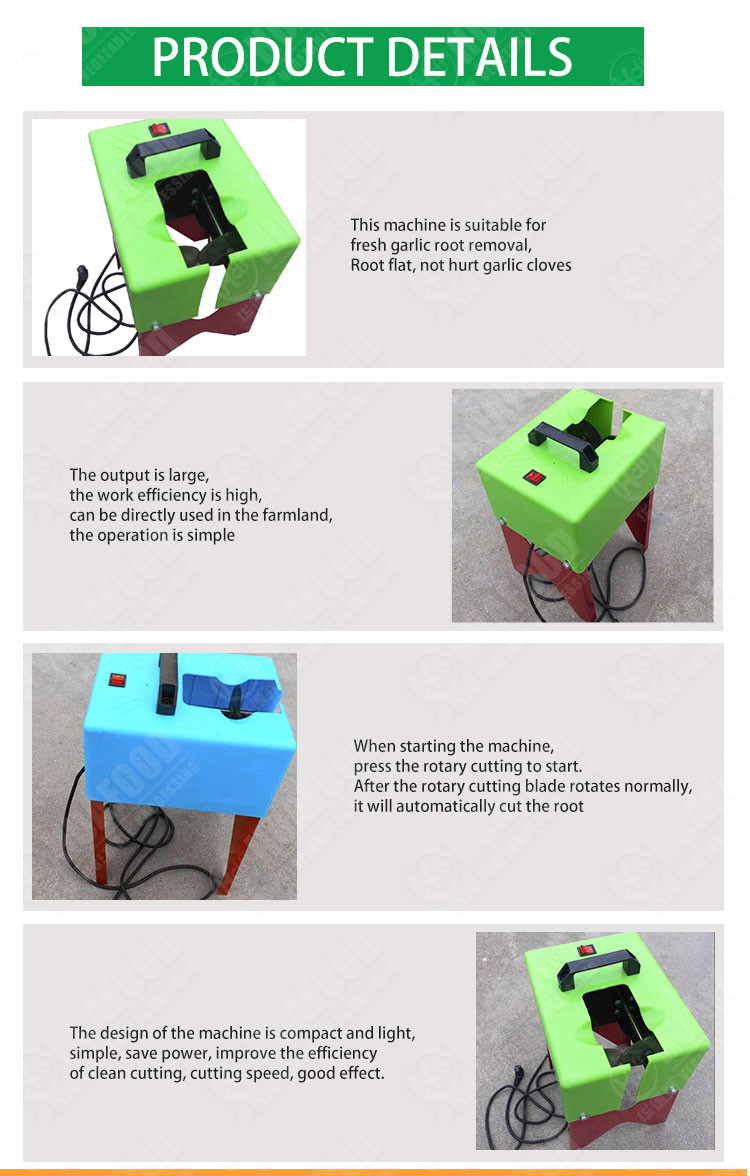 Mini Fresh Garlic Root Cutter Electric 2.8kw Garlic Root Cutting Machine