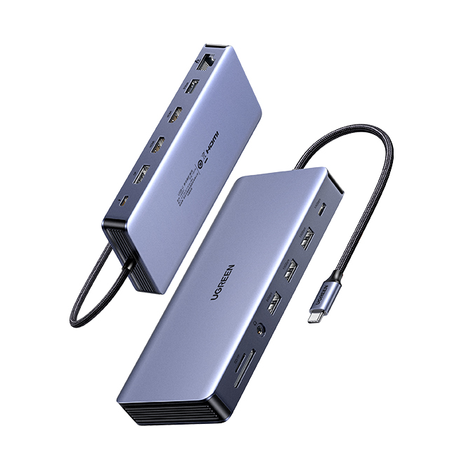 Revodok Pro 313 Laptop Docking Station 13 in 1 4K Triple Display USB C Dock Dual HD-MI, DP, 10Gbps Data Port