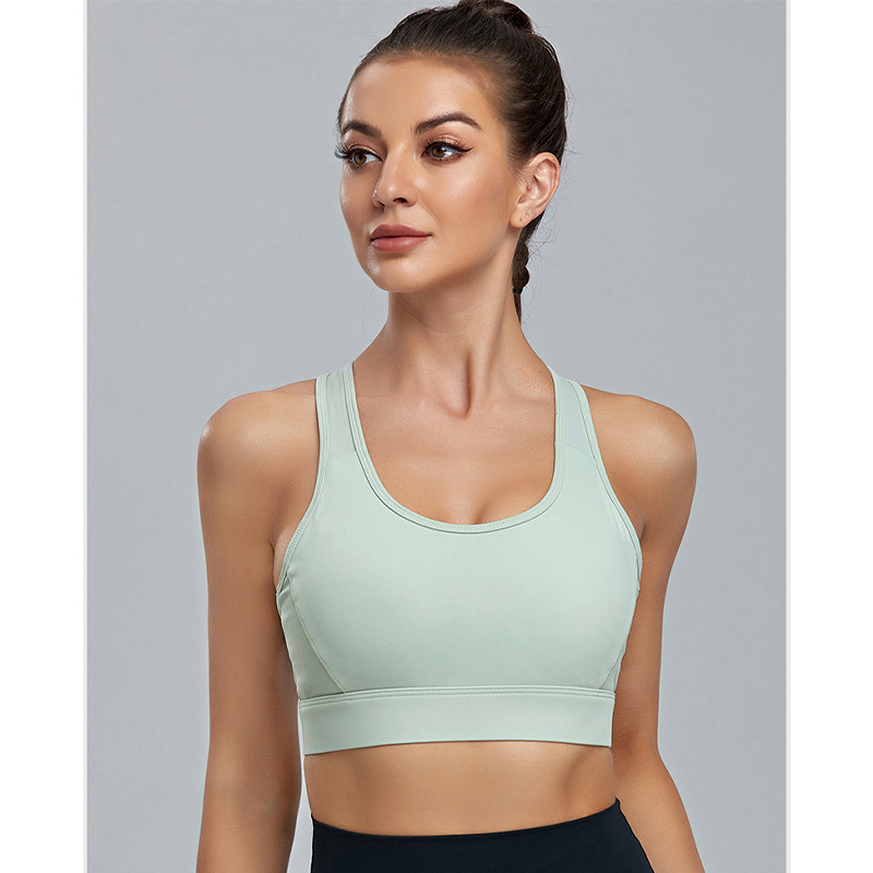 Running Crop Top Plus Size Sports Bra Active Stretch Shockproof With Breathable Mesh