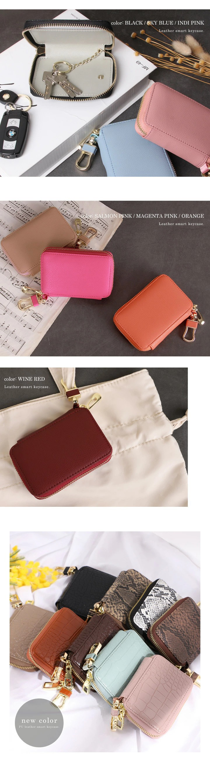 Mini Coin Purse Keychain Genuine Leather Woman Bag with Chain Sling Shoulder Strap