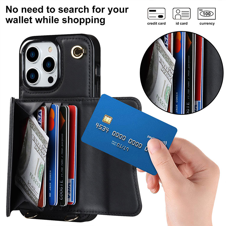 Iphone 13 12 15 14 Pro Max Mini Wallet Bag Card Holder Slim Case With Lanyard Y Support Wireless Charge