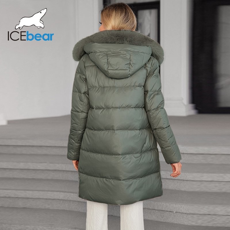 Luxurious Real Fox Fur Collar Mid Length Down / Cotton Jacket With Oblique Placket Design Showcasing Unique Elegance